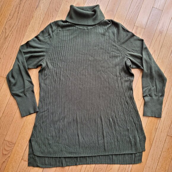 Michel Studio Forest Green Rib Knit Turtle Neck Sweater Long Sleeve 2X - Picture 2 of 11
